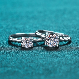 S925 Sterling Silver Ring For Women Moissanite Zirconia Twisted Band Solitaire Wedding Ring Elegant Retro Jewelry Gift