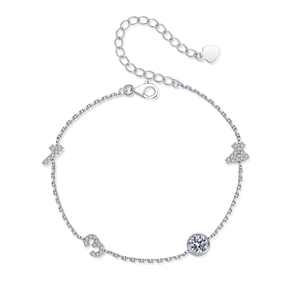 S925 sterling silver bracelet for women with Moissanite stones and 1314 numeric charms