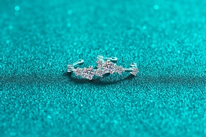 Macro di orecchini a clip in argento S925 con pavé di moissanite scintillante