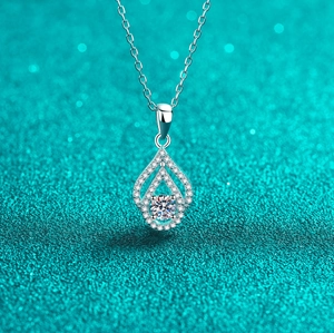 925 Sterlingsilber Wassertropfen Anhänger Halskette Für Damen Minimalistische Hohle Moissanit Zirkonia Schlüsselbein Kette Schmuck Geschenk