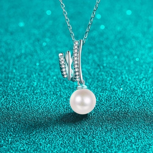 S925 Sterling Silver Moissanite Artificial Pearl Necklace For Women Elegant Spiral Pendant Clavicle Chain For Dating Party Jewelry