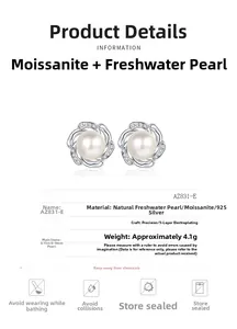 Detail specifications of 925 silver moissanite and pearl earrings with material list