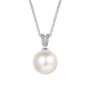 Elegant S925 silver necklace featuring a 10mm freshwater pearl and Moissanite pendant