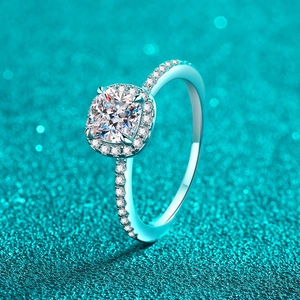 Luxury 925 Sterling Silver Cushion Cut Moissanite Ring For Women Halo Pave Engagement Wedding Square Zirconia Ring Jewelry