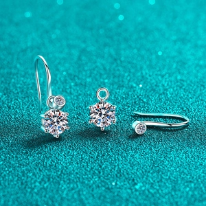 Elegant S925 sterling silver jewelry set with moissanite pendant and drop earrings