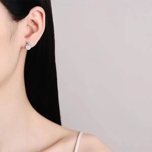 Elegant S925 sterling silver cross design earrings with round white pearl and moissanite