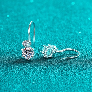 Elegant S925 sterling silver drop earrings featuring moissanite in classic six-prong setting