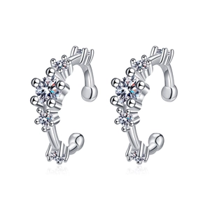 Ear cuff in argento sterling S925 con moissanite scintillante per orecchie senza buco