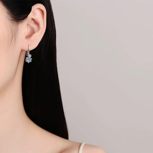 Elegant S925 sterling silver drop earrings with brilliant moissanite in six-prong setting