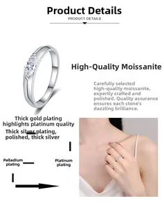 Detailed view of marquise cut moissanite ring with polished silver plating details