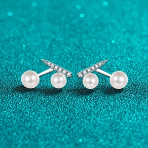 S925 Sterling Silver Moissanite Freshwater Pearl Cherry Stud Earrings For Women Elegant Sweet Fruit Style High Quality Jewelry Gift