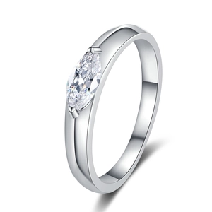 Elegant S925 sterling silver ring with marquise-cut moissanite in a polished finish