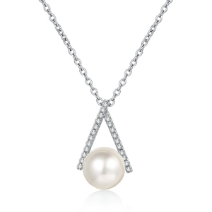 Minimalistische S925 Silberkette mit Moissanit V-förmigem Perlenanhänger für Damen