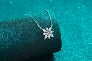 Gros plan du pendentif flocon en argent S925 serti de moissanite marquise étincelante