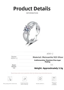 Macro detail of 1ct Moissanite S925 silver ring with infinity twisted band design