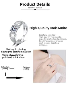 Detailed view of S925 silver moissanite ring with multi-layer rhodium and palladium plating