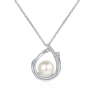Collier en argent S925 avec pendentif en perle et moissanite en forme de goutte