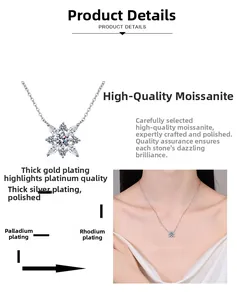 Détail macro du pendentif flocon en Moissanite avec placage multicouche et vue mannequin