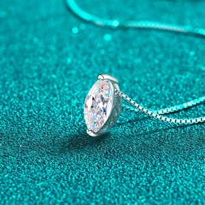 Minimalist S925 silver marquise moissanite teardrop pendant necklace for daily wear