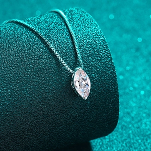 Elegant S925 silver necklace with marquise cut moissanite pendant for women