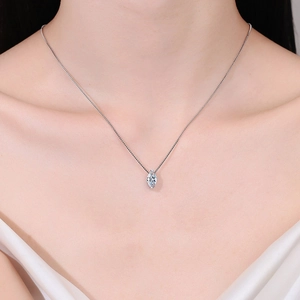 Elegant S925 silver necklace featuring a marquise-cut moissanite teardrop pendant for women