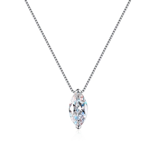 Elegant S925 silver necklace with marquise-cut moissanite pendant on a box chain