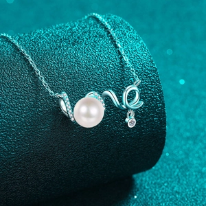 S925 silver LOVE necklace featuring a lustrous pearl pendant and sparkling pavé diamonds