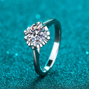 Elegant 925 Sterling Silver Moissanite Ring For Women Heart Petal Basket Design Zirconia Adjustable Finger Ring Wedding Jewelry Gift
