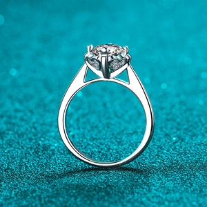 S925 sterling silver moissanite ring with heart shaped setting and round cut stone