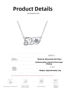 Detailed specifications of S925 silver heart necklace with 0.5ct moissanite pendant