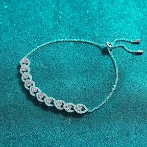 Bracelet ajustable en argent sterling 925 avec cristaux marquise étincelants