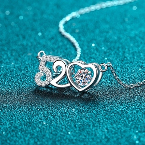 925 Sterling Silver Moissanite Heart Pendant Necklace For Women Elegant 520 Love Design Electroplated Cross Chain Valentine Day Jewelry Gift