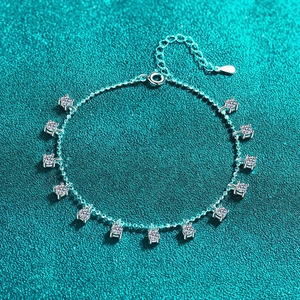 Bracelet en Argent Sterling 925 Moissanite Élégant Bracelet à Chaîne Réglable à la Mode pour Femmes Bijoux de Tous les Jours