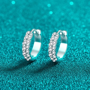 925 Sterling Silver Moissanite Hoop Earrings For Women Minimalist Twisted Rope Pave Sparkly Ear Buckle Fashion Jewelry