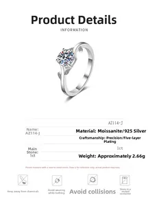 Vue détaillée de la bague feuille en moissanite 1ct et monture argent 925