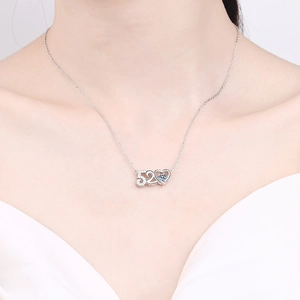S925 Sterling Silver 520 Heart Necklace with Sparkling Moissanite for Women