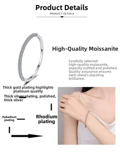 Detailed view of S925 sterling silver bangle with full moissanite micro-pave setting