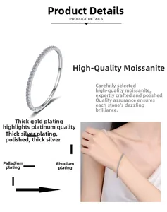 Detail of 925 sterling silver tennis bracelet with moissanite pavé and premium plating