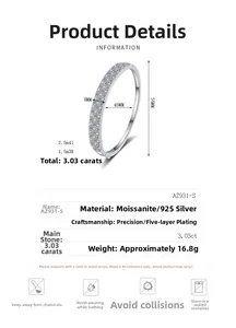 Detail view of S925 silver moissanite bracelet showing 8mm width and 3.03ct stone specs