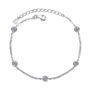 Elegante bracciale in argento sterling S925 con moissanite a bolle e catena regolabile