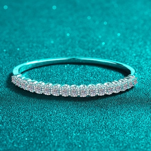 Bracelet Jonc en Argent Sterling S925 Moissanite Incrusté Design Minimaliste de Haute Qualité Bijoux Femme