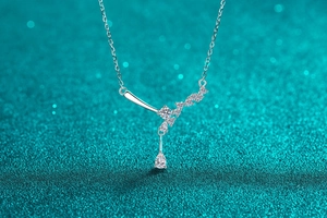 Détail du collier en argent S925 avec pendentif moissanite taille poire élégant