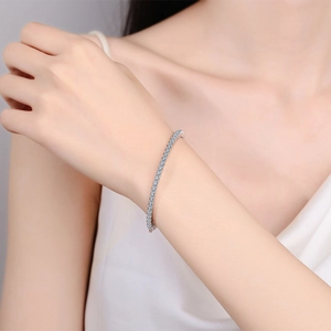 Elegant 925 sterling silver tennis bracelet with full moissanite inlay for women