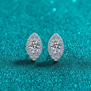 925 Sterling Silver Moissanite Zirconia Stud Earrings Marquise Evil Eye Halo Earring Retro Silver Jewelry For Women Gift