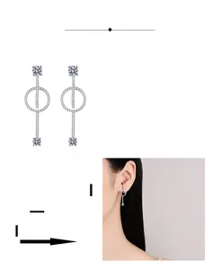 Detailed S925 silver Moissanite drop earrings with Rhodium and Palladium plating layers
