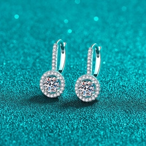 925 Sterlingsilber Moissanit Halo Ohrringe Für Damen Rundschliff Zirkonia Brisur Ohrringe Elegant Hochzeit Schmuck