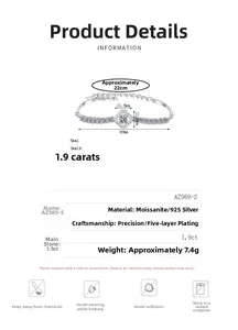 Detailed size specifications for S925 silver clover bracelet with 1.9ct moissanite stones