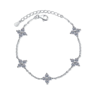 Elegant S925 sterling silver bracelet with sparkling zircon clover charms for women