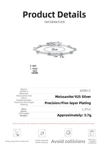 Detail of 925 sterling silver moissanite bracelet with exact size and weight specs