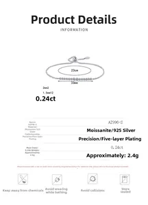 Detailed size specifications and maintenance guide for moissanite S925 silver bracelet